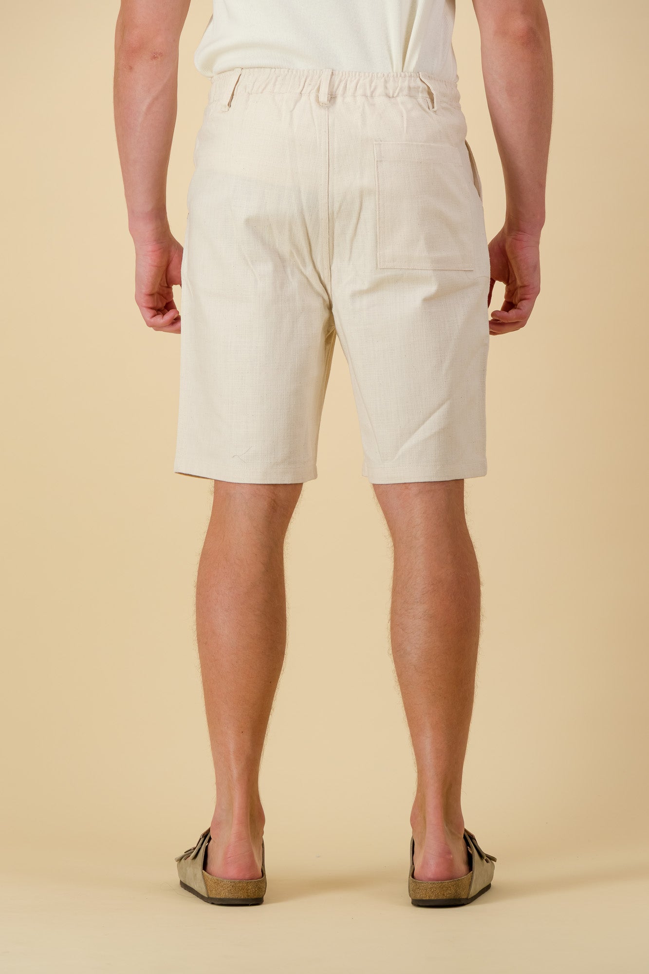 Bermuda Jorts Cotton Denim Cream Slub