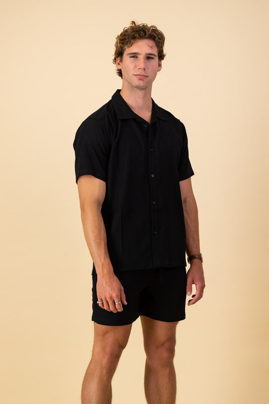 Linen Viscose Shirt Black