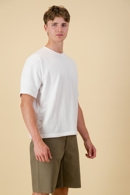 Cotton Fleece Boxy T-Shirt White