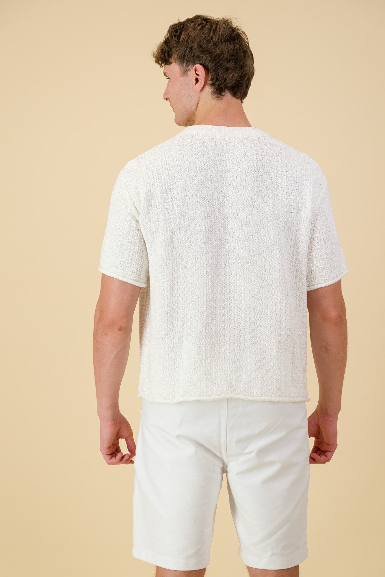Cotton Knitwear Boxy T-Shirt White