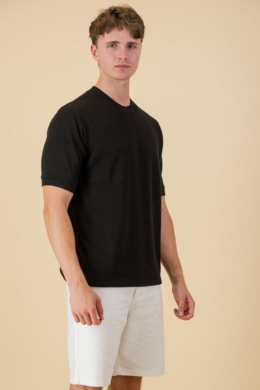 Cashmere-Feel Boxy T-Shirt Black