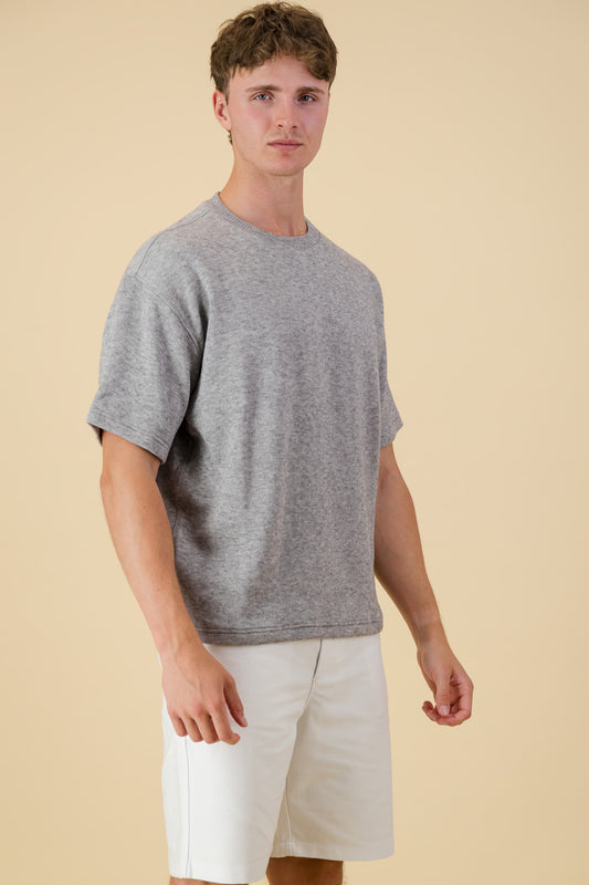 Cashmere-Feel Boxy T-Shirt Grey