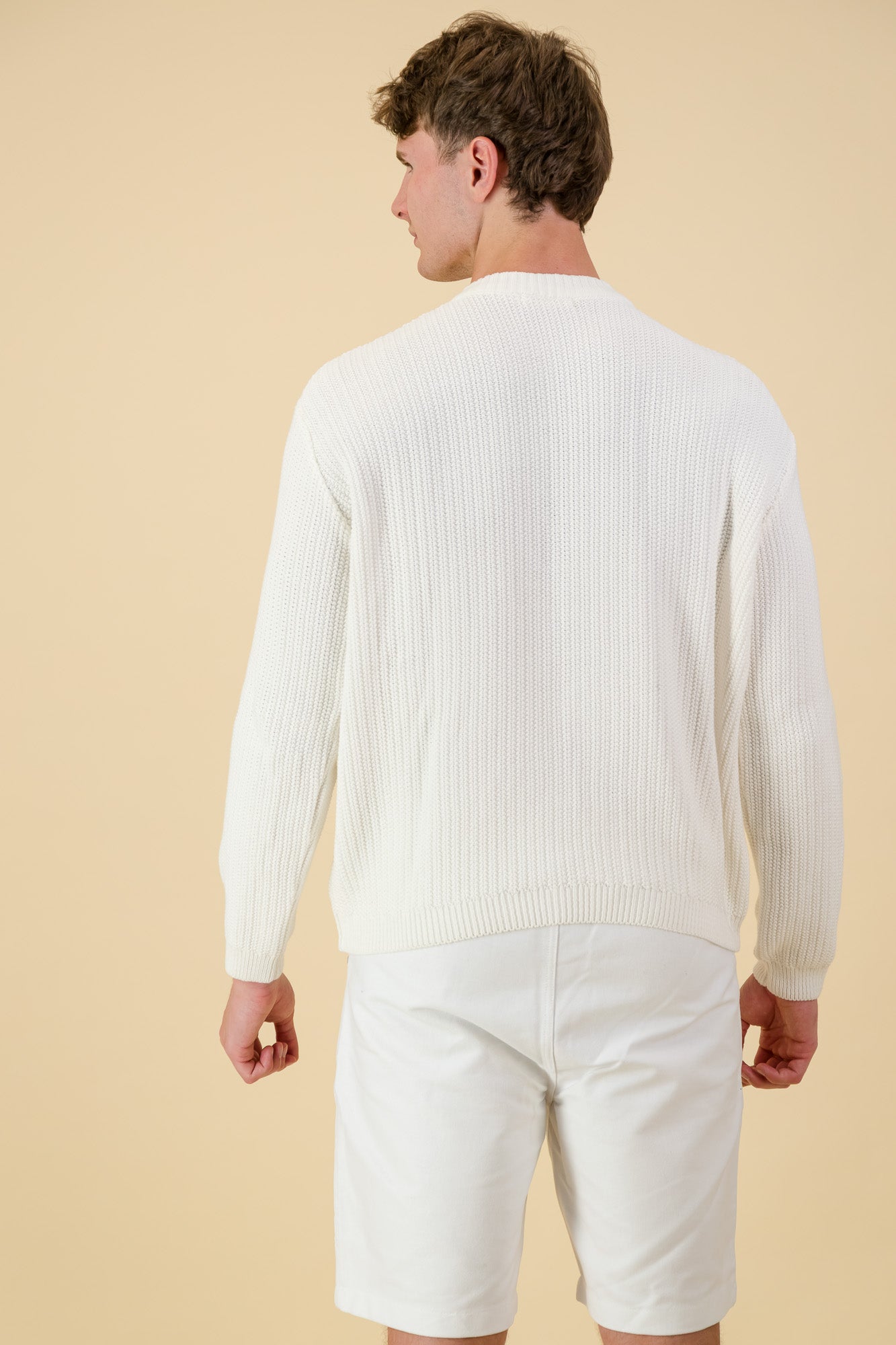 Cotton White Crew Neck Sweater
