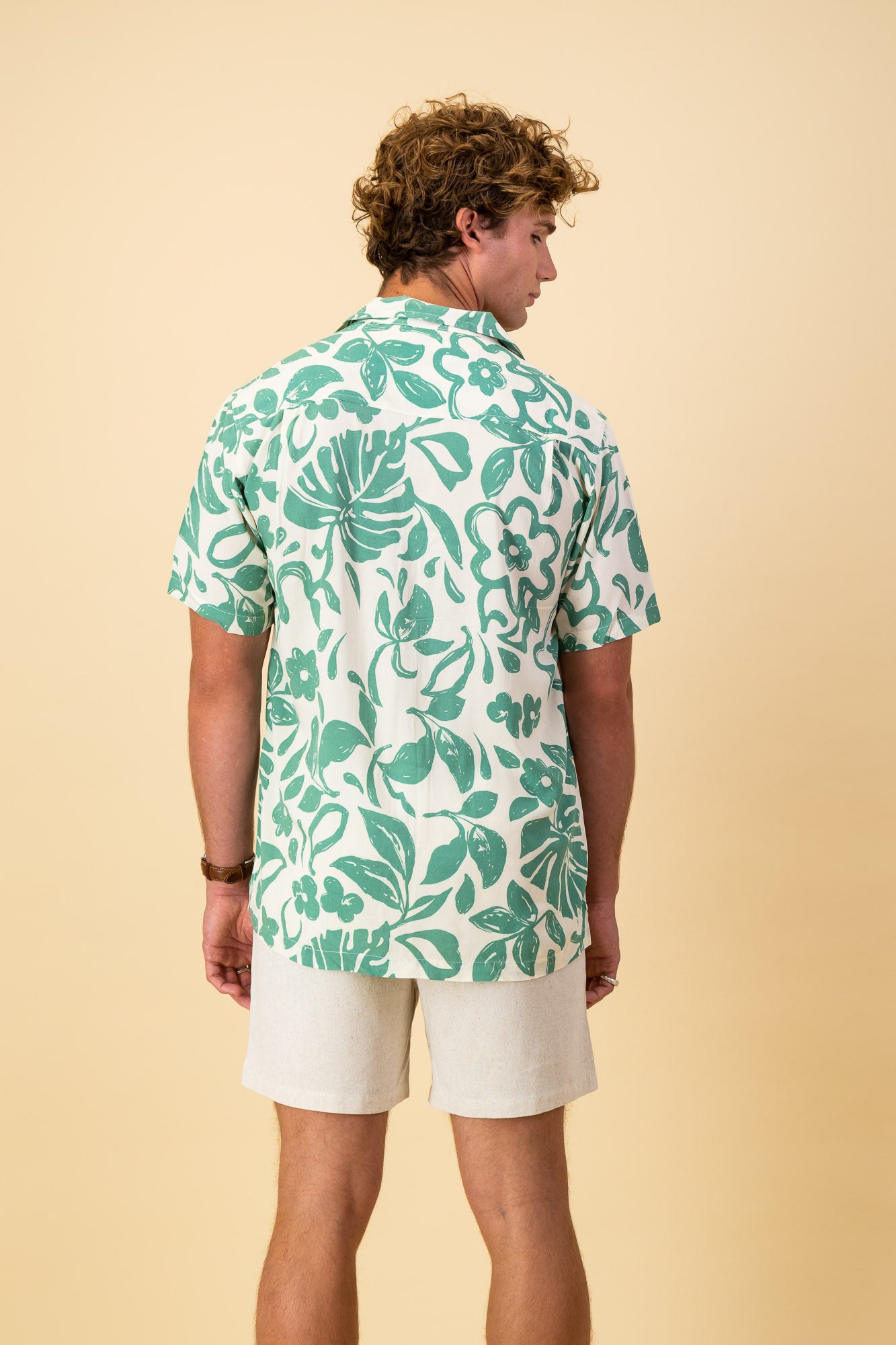 Green Naive Floral Viscose SS Shirt