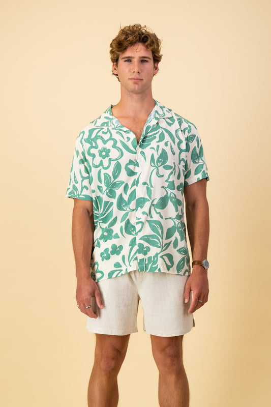 Green Naive Floral Viscose SS Shirt