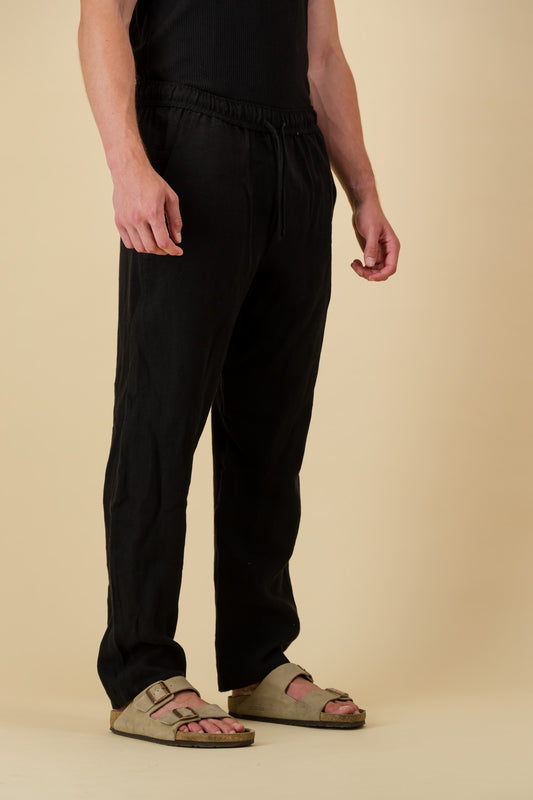 Linen Comfort Pants Black Twill