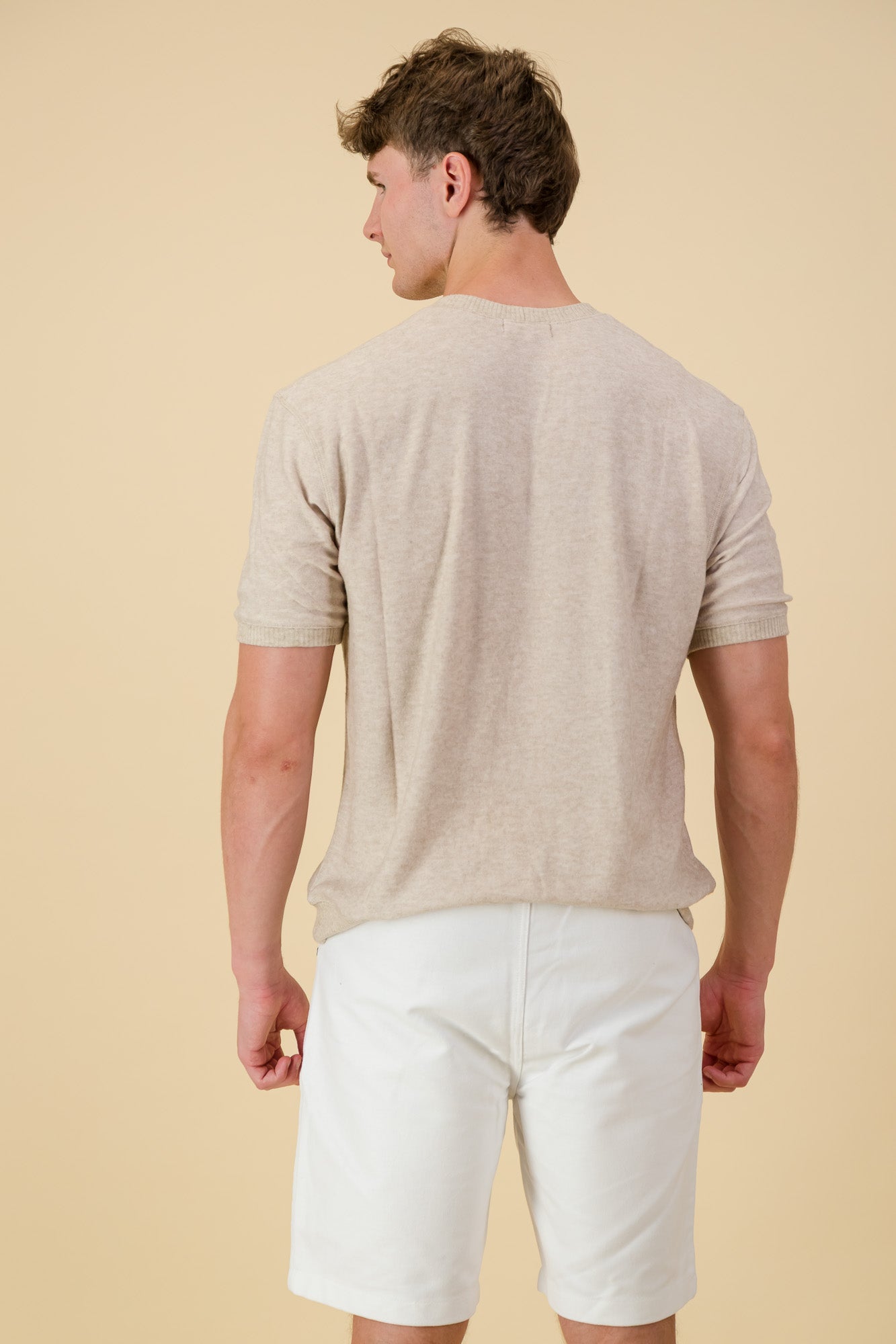 Rayon Knit Regular Fit T-Shirt Beige