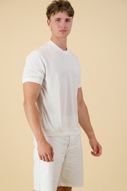 Rayon Knit Regular Fit T-Shirt White