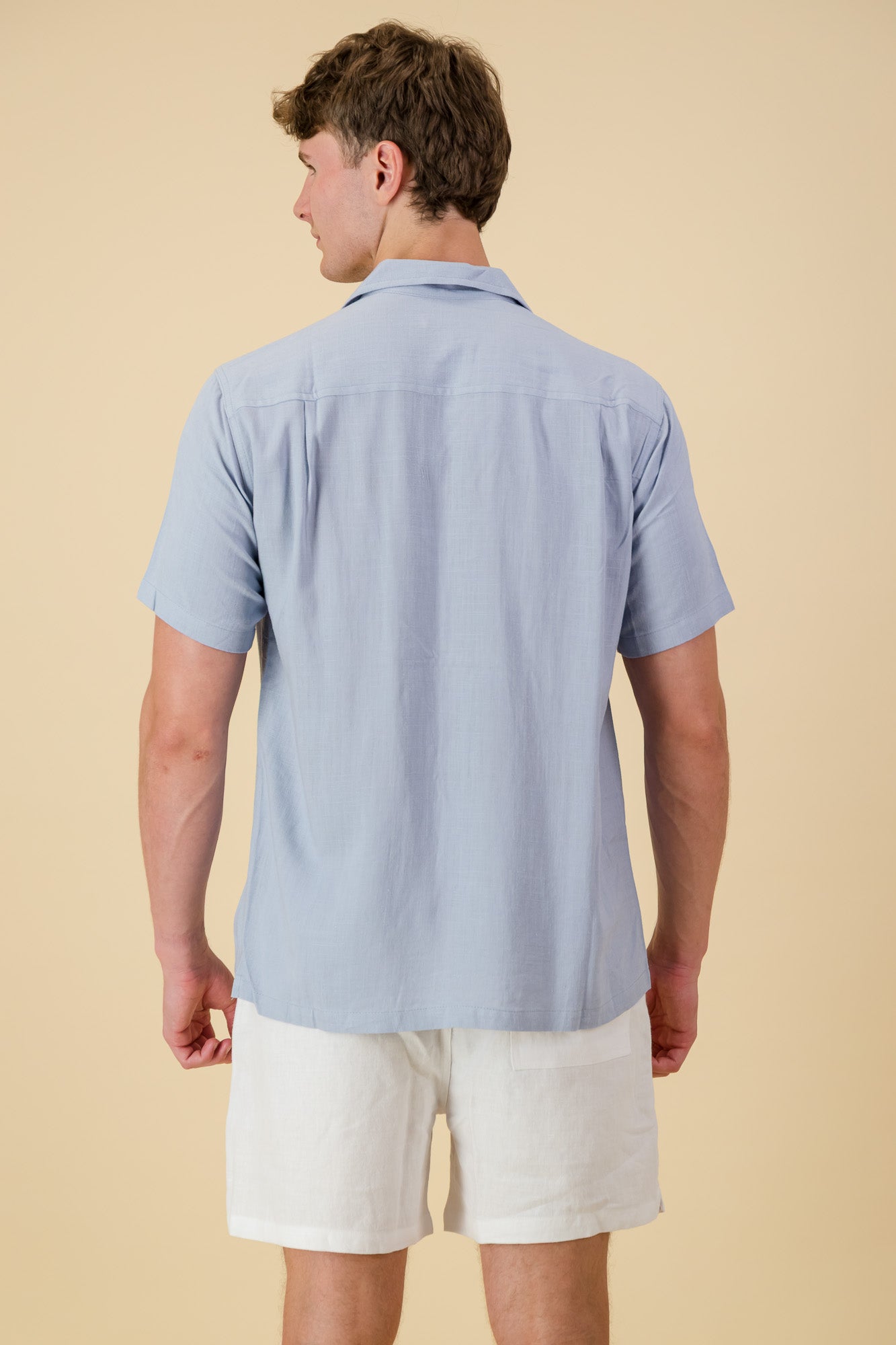 Linen-Look Viscose Shirt Sky