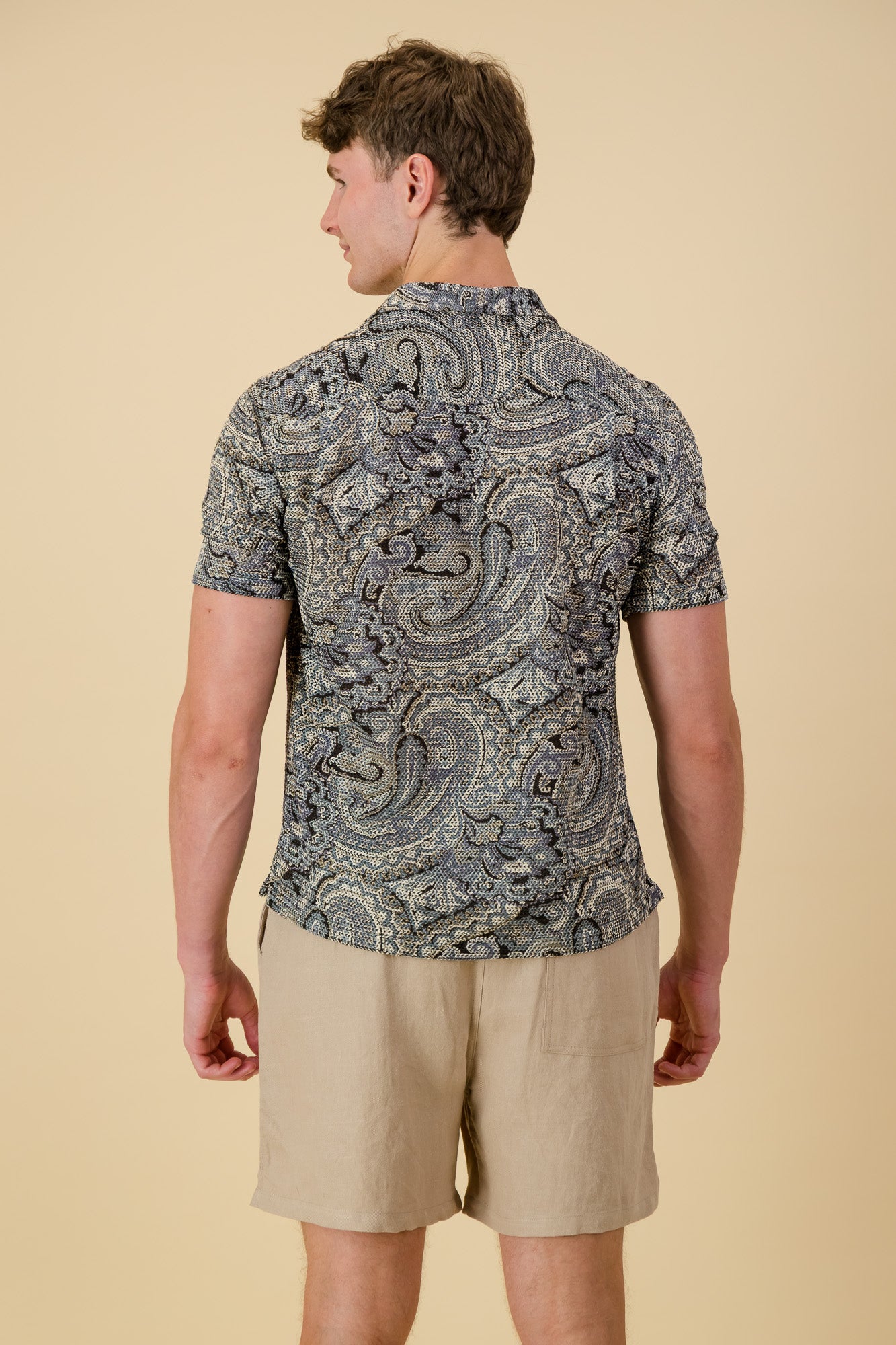 Poly Crochet Shirt Dark Paisley