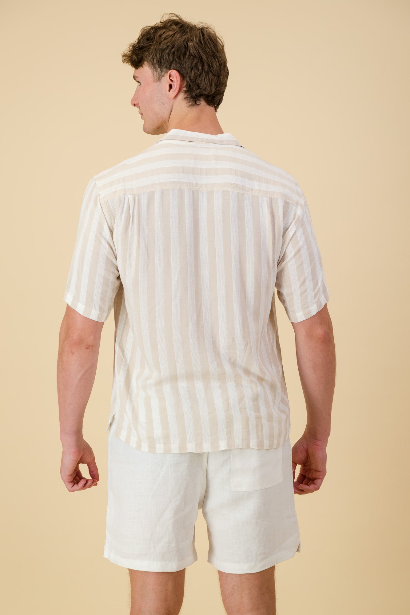 Viscose Shirt Mesh Sand Stripe