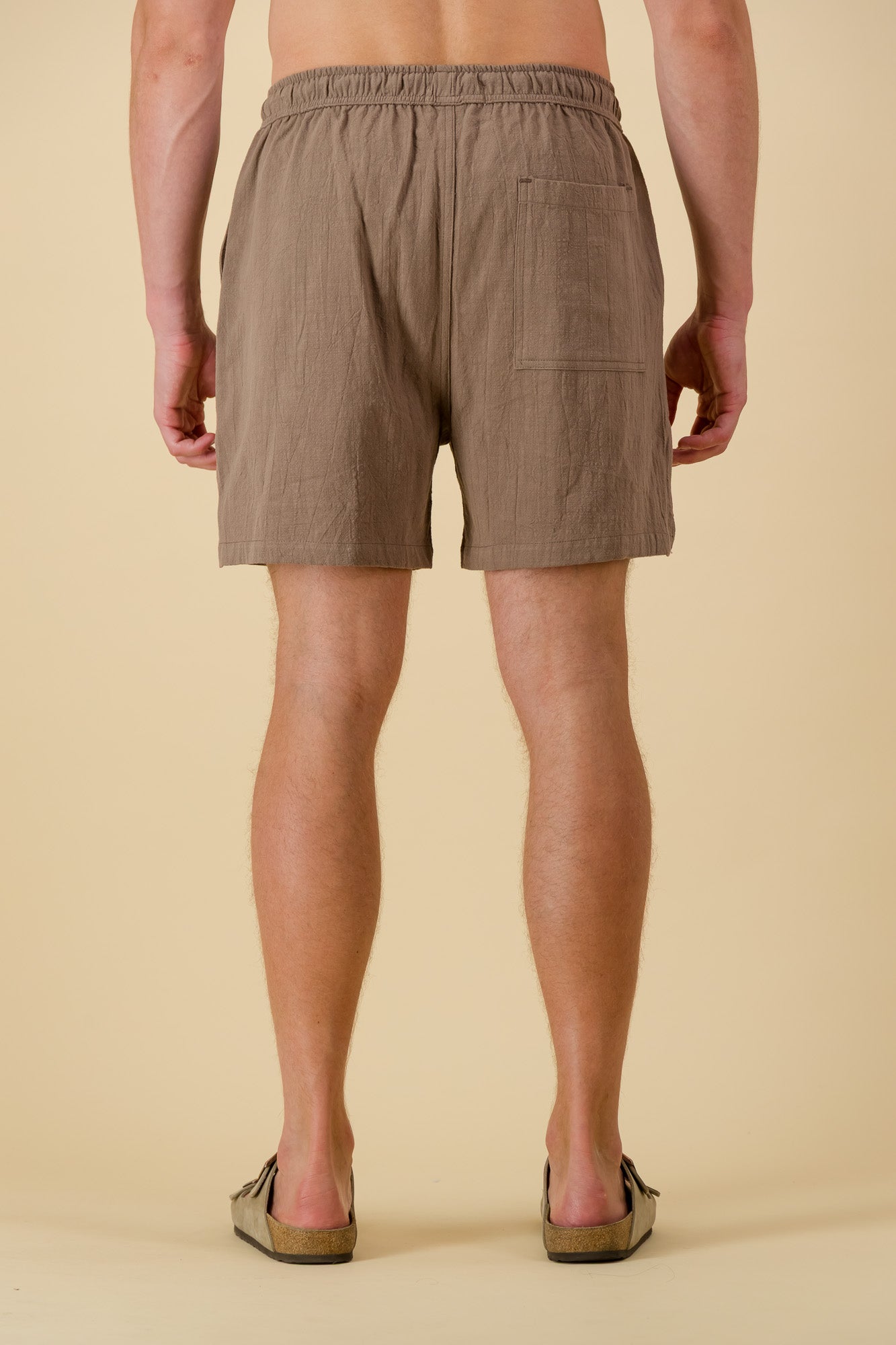 Cotton Shorts Taupe Slub