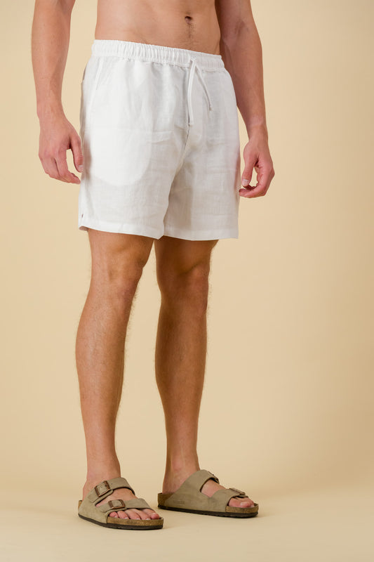 Linen Twill Shorts White