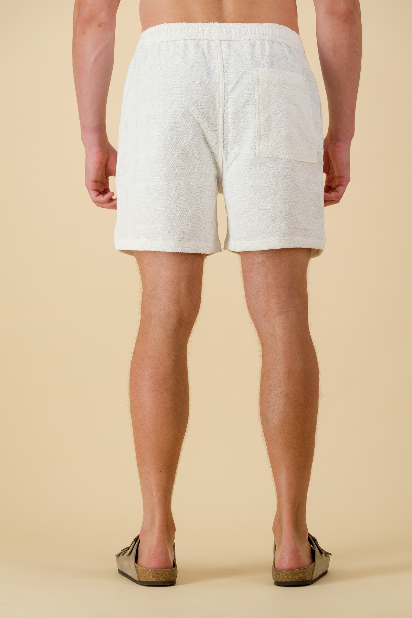 Poly-cotton Shorts Embossed Tribal White
