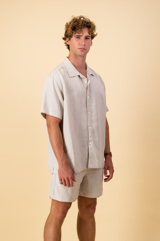 Linen Viscose Shirt Taupe