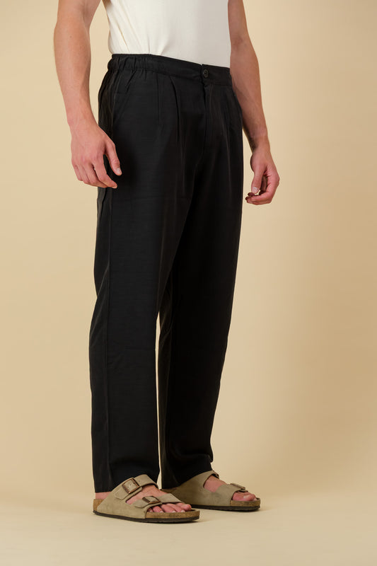 Comfort Vintage Pants Tencel Cotton Rayon Black
