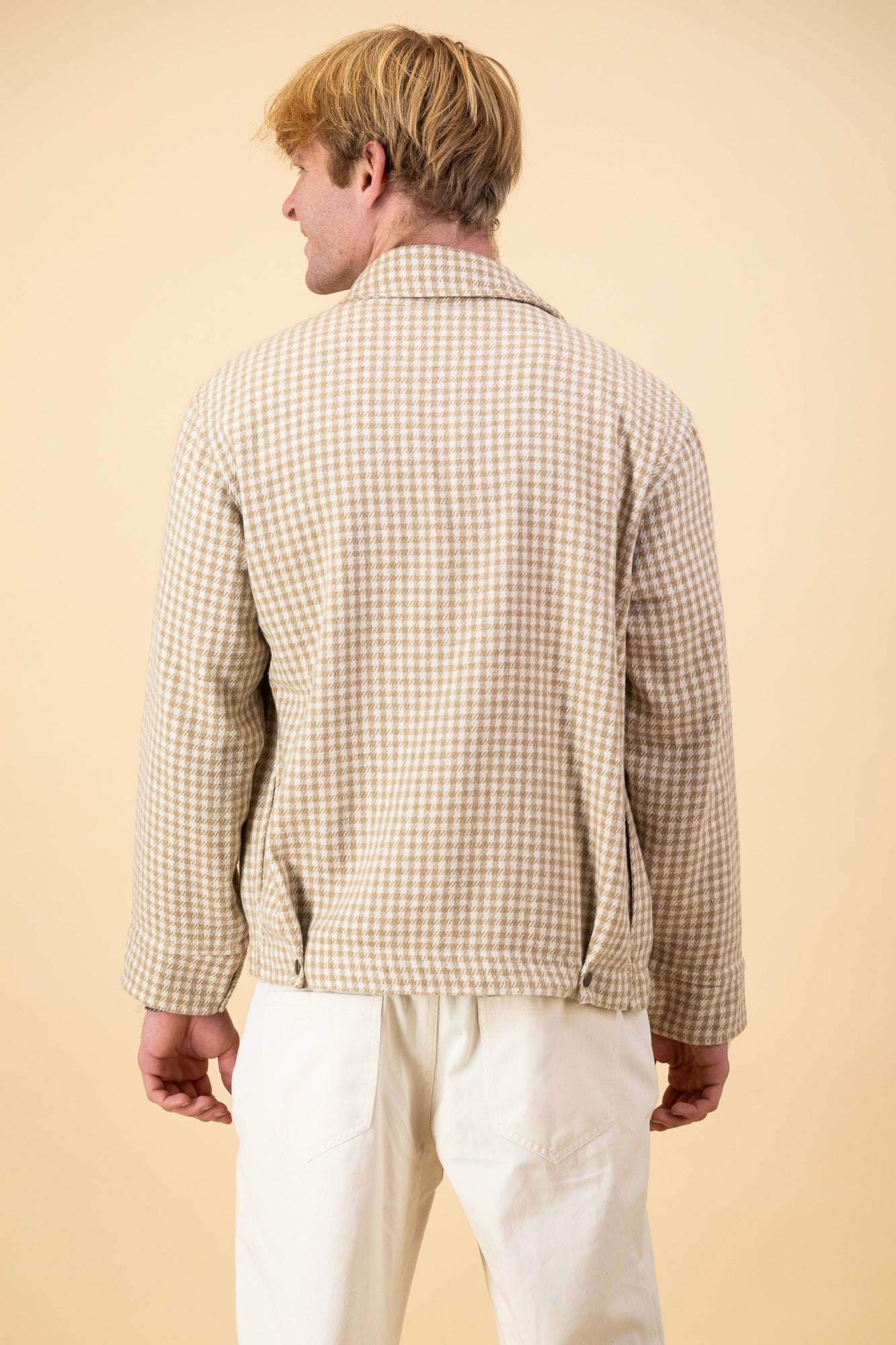 Lined Overshirt Wool Blend Herringbone Wheat