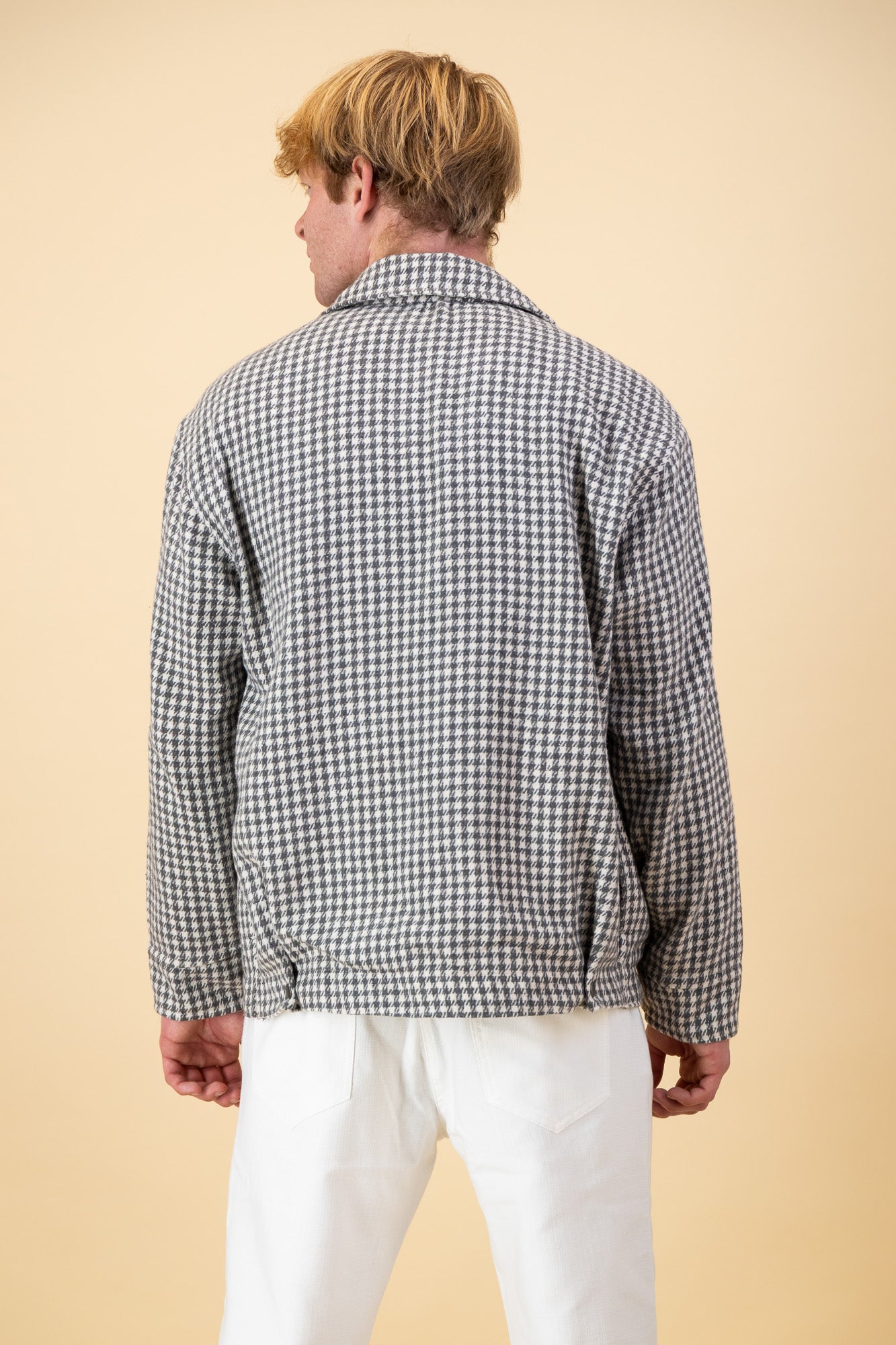 Lined Overshirt Wool Blend Herringbone Mid Grey