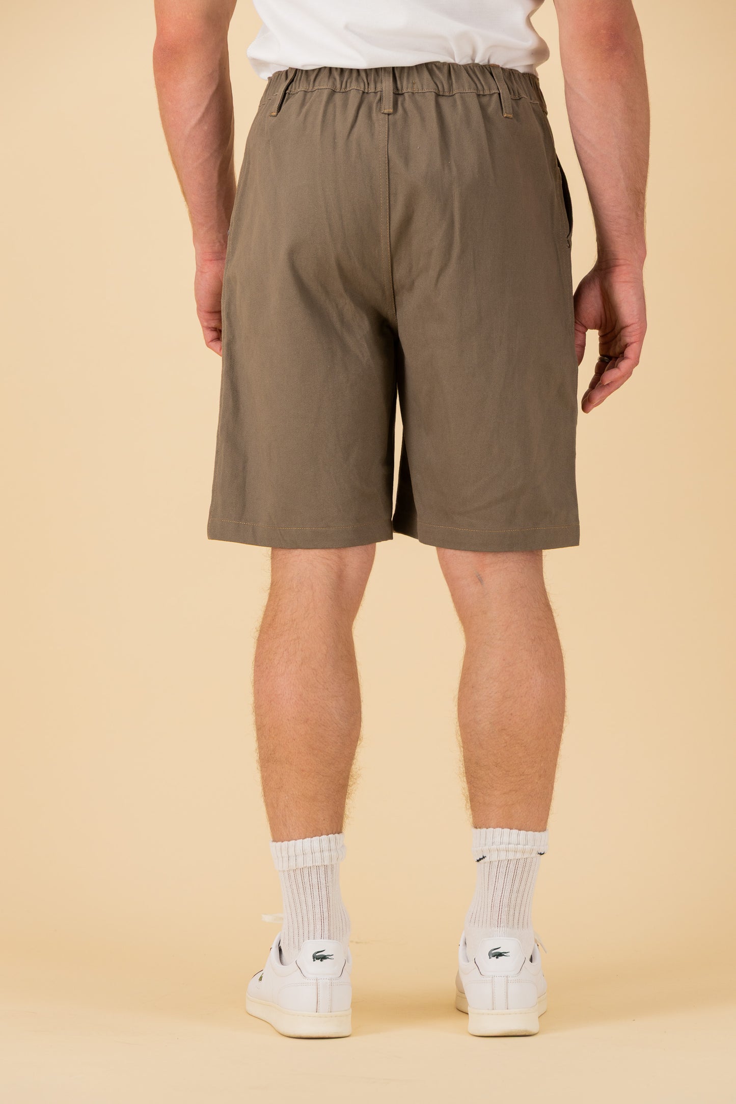 Bermuda Jorts Cotton Twill Taupe, back view