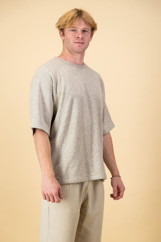 Cashmere-Feel Boxy T-Shirt Oatmeal