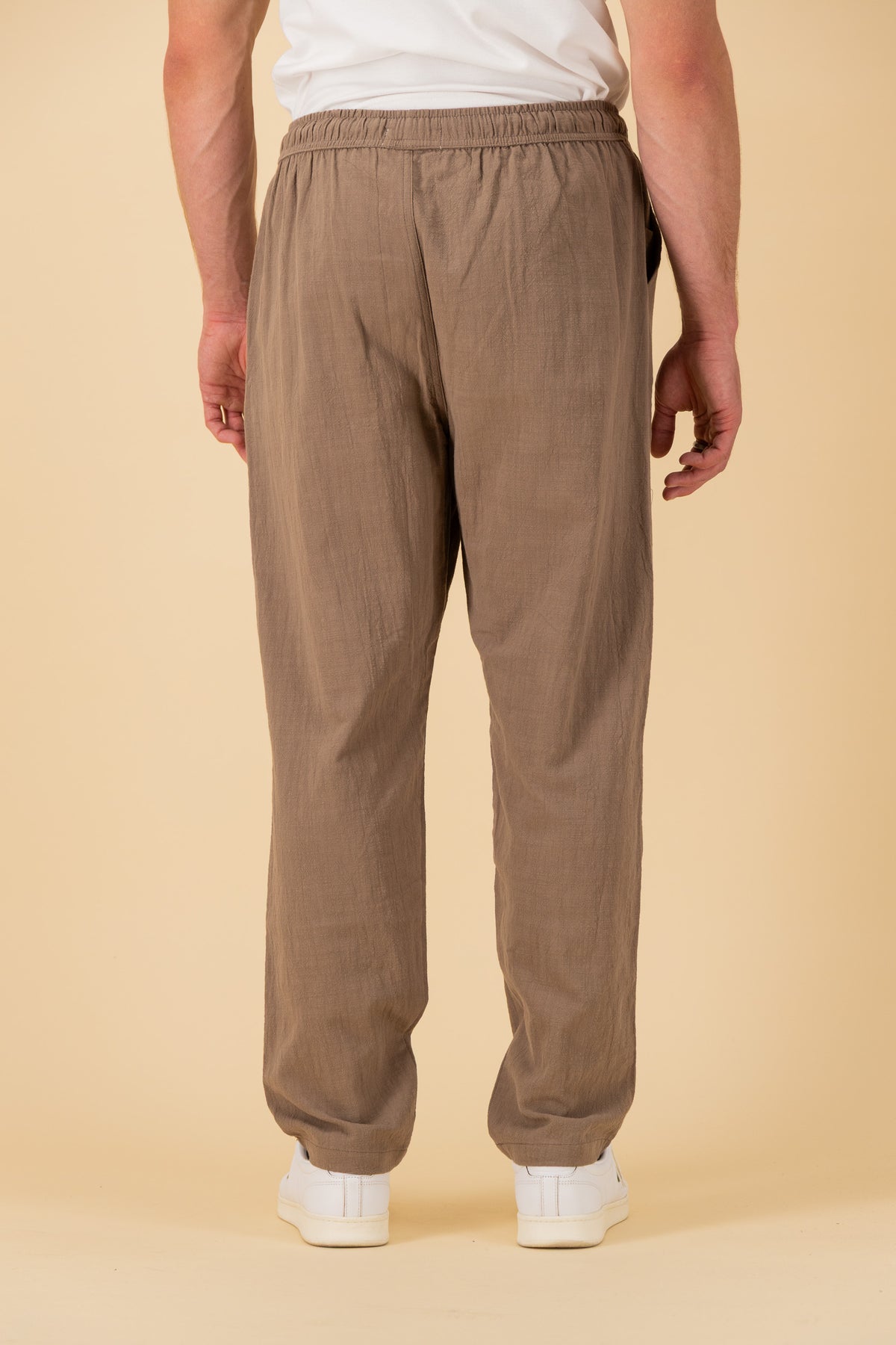 Comfort Pants Cotton Crinkle Taupe, back view