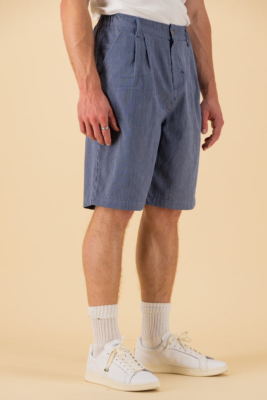 Comfort Vintage Shorts Cotton Denim Herringbone Dark, side view