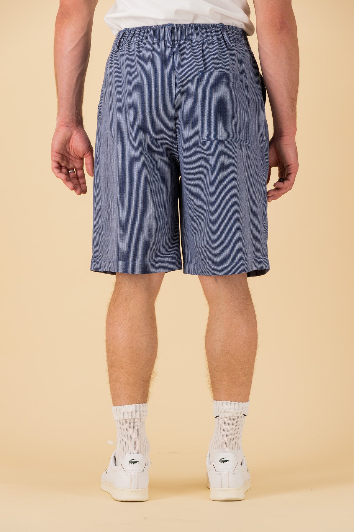 Comfort Vintage Shorts Cotton Denim Herringbone Dark, back view