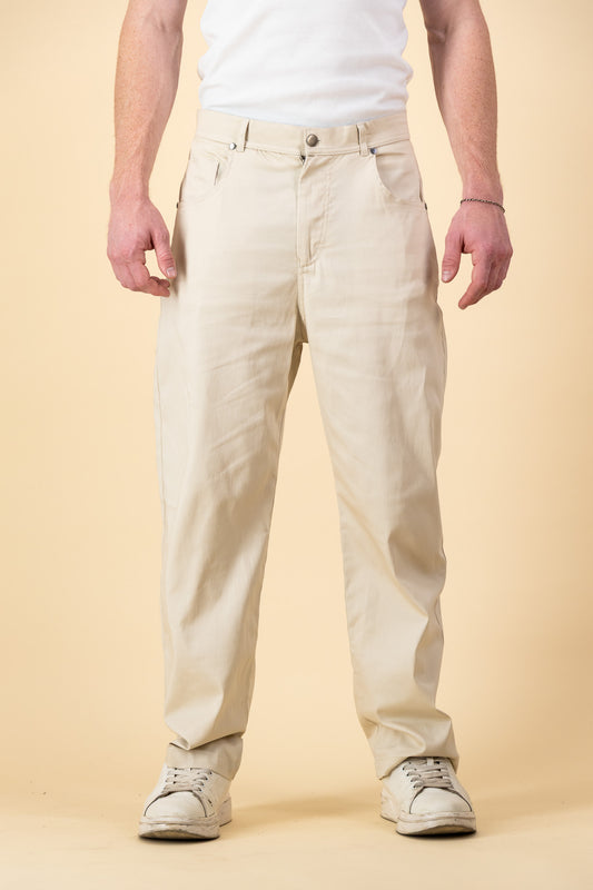 Cotton Barrel Jeans Cream