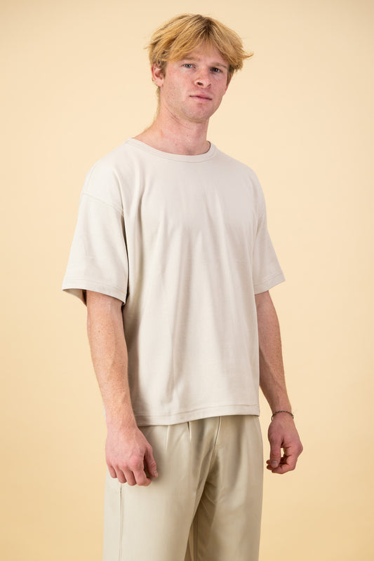 Cotton Fleece Boxy T-Shirt Cream