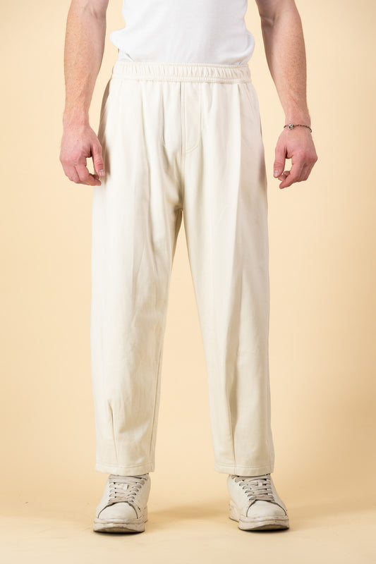Cotton Fleece Barrel Pants Off-White