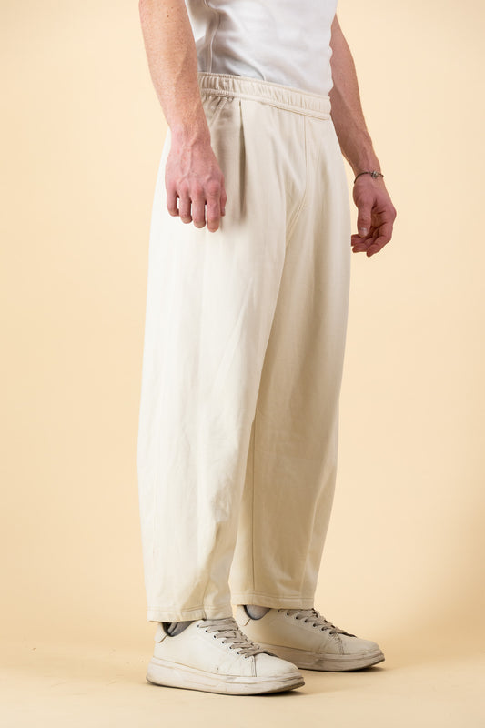 Cotton Fleece Barrel Pants Off-White