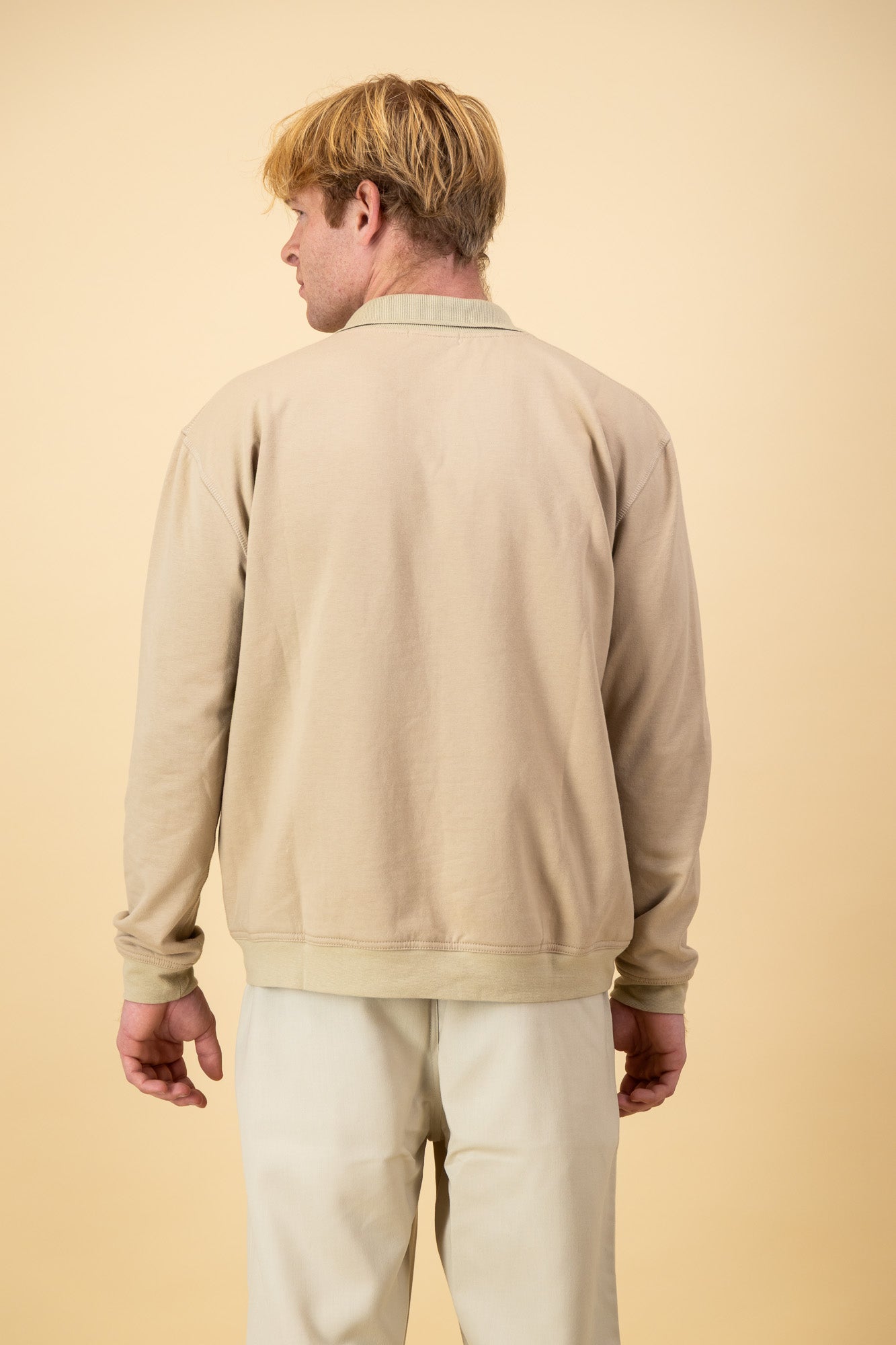 Cotton Fleece LS Polo Toffee