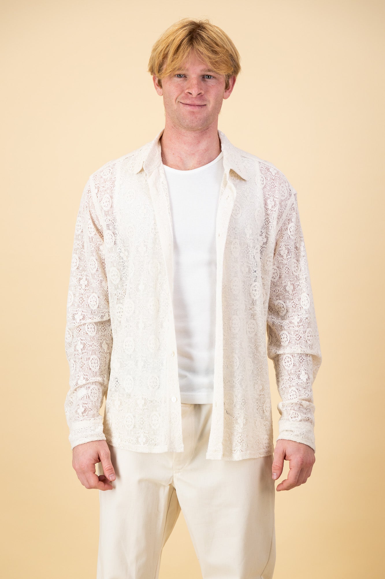 LS Shirt Lace Cotton Cream