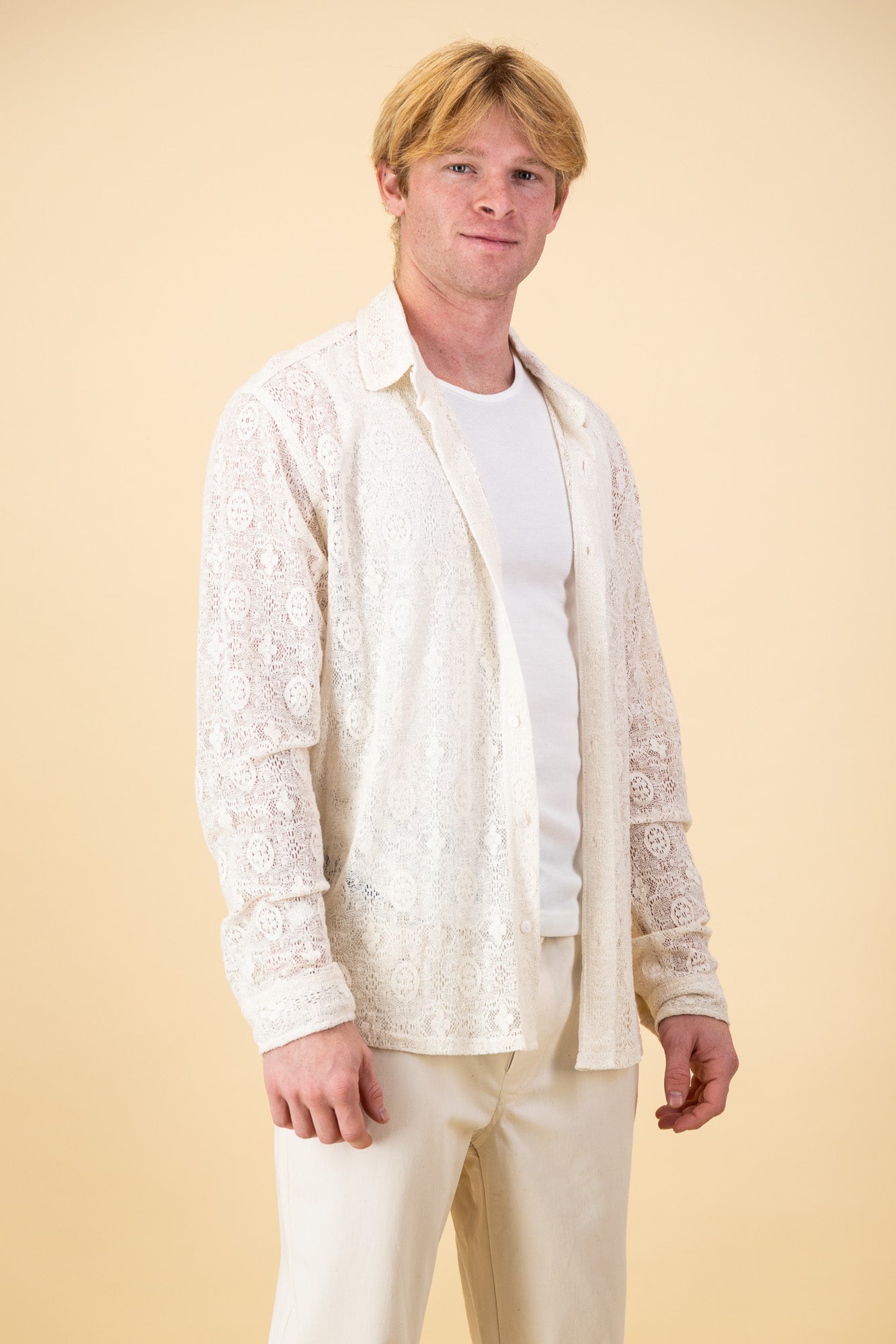 LS Shirt Lace Cotton Cream