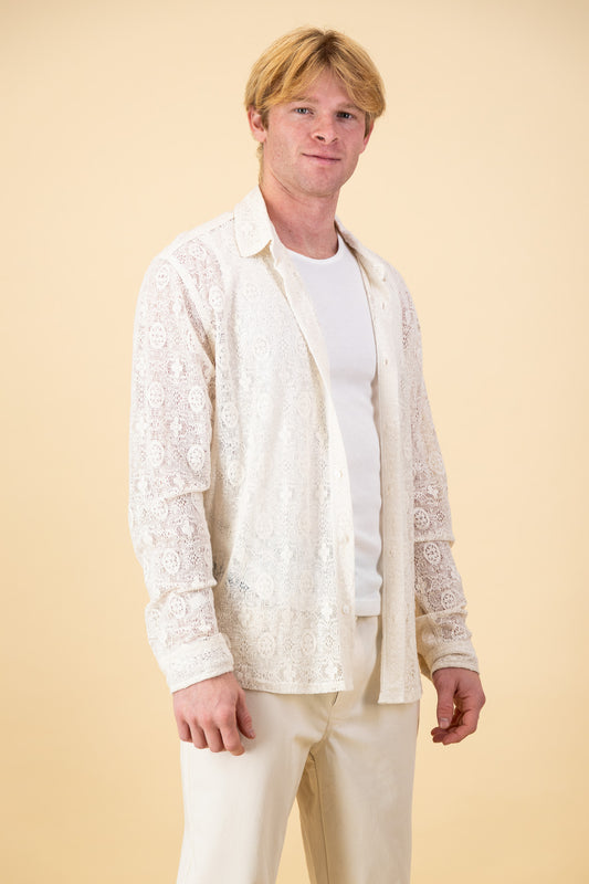 LS Shirt Lace Cotton Cream