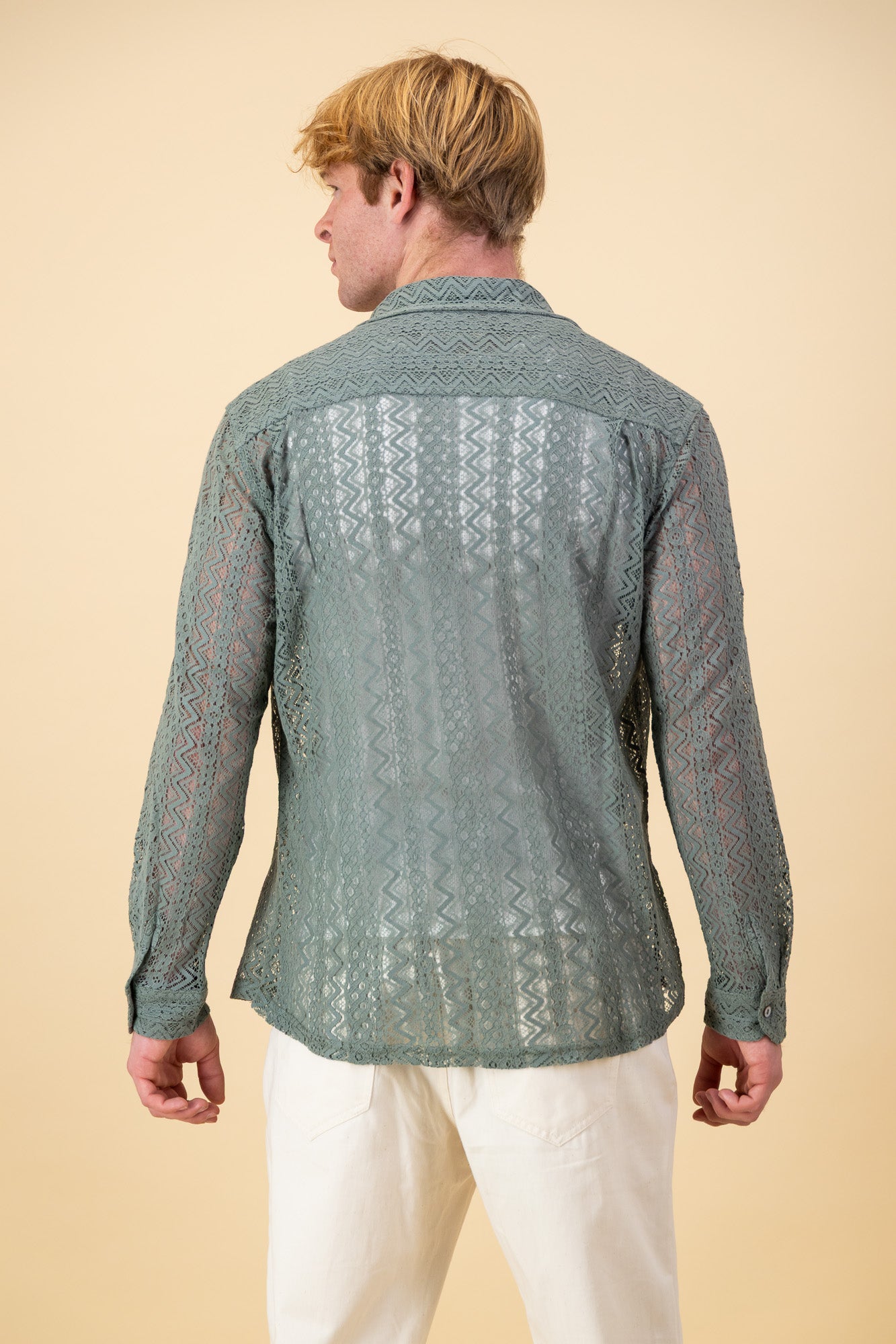 LS Shirt Lace Cotton Moss Green