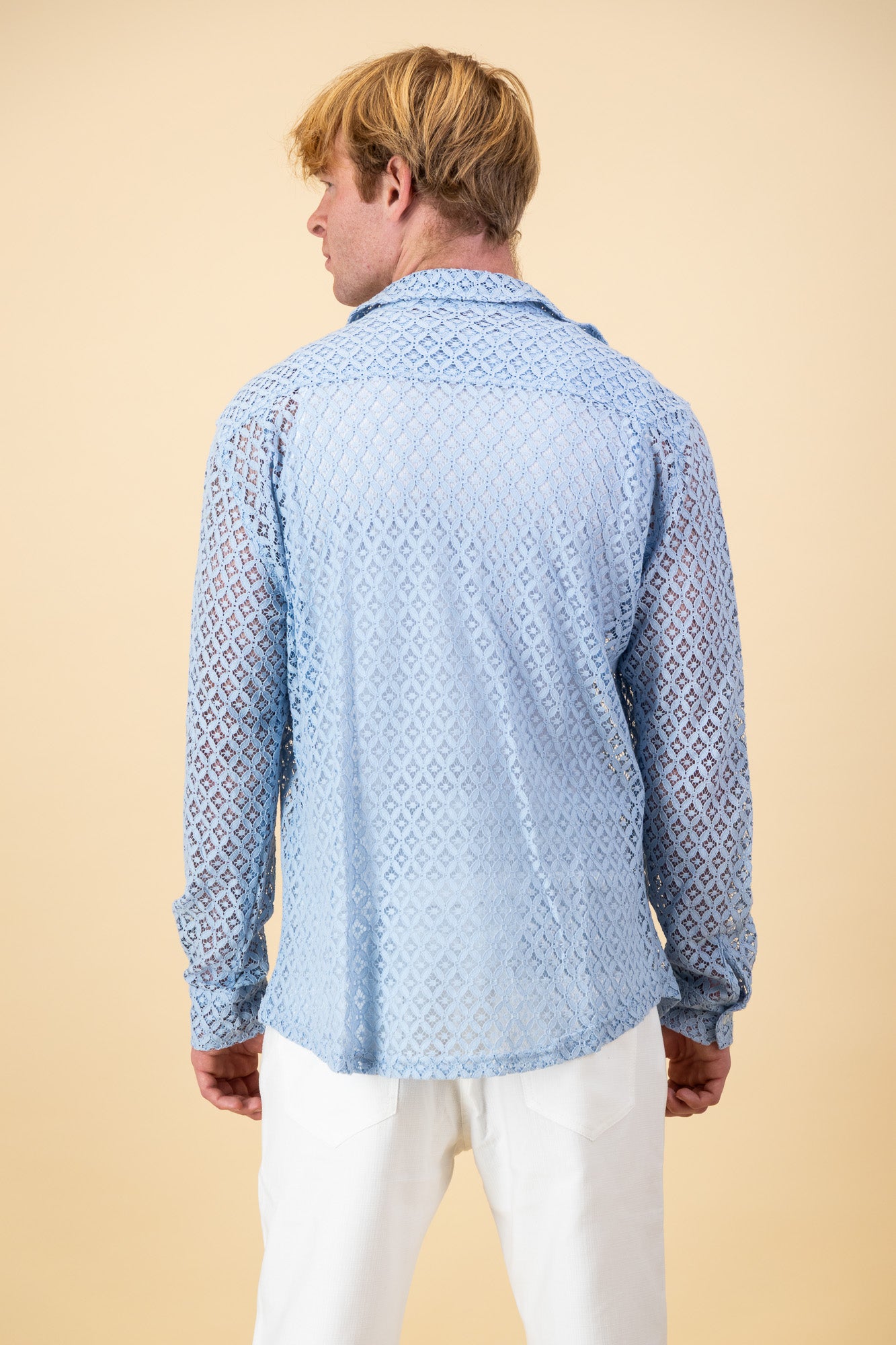 LS Shirt Lace Cotton Sky Blue