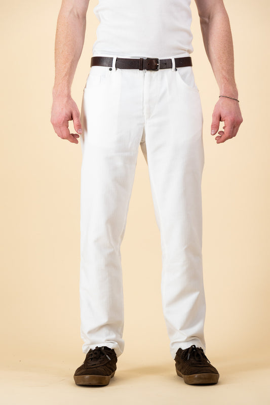Cotton Denim Regular Fit Jeans White