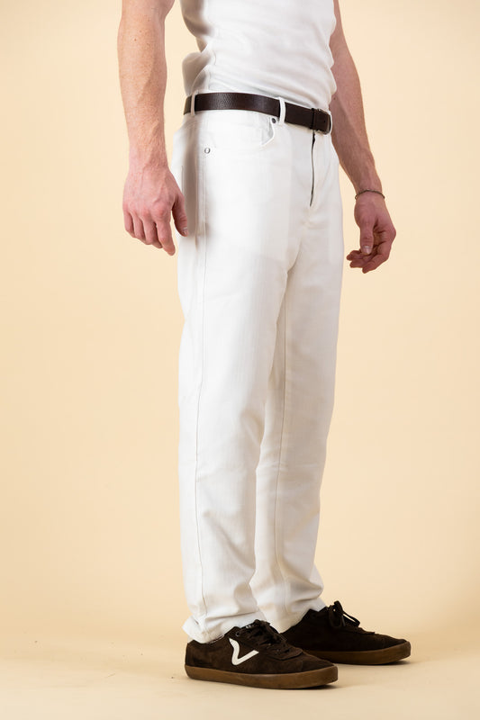 Cotton Denim Regular Fit Jeans White