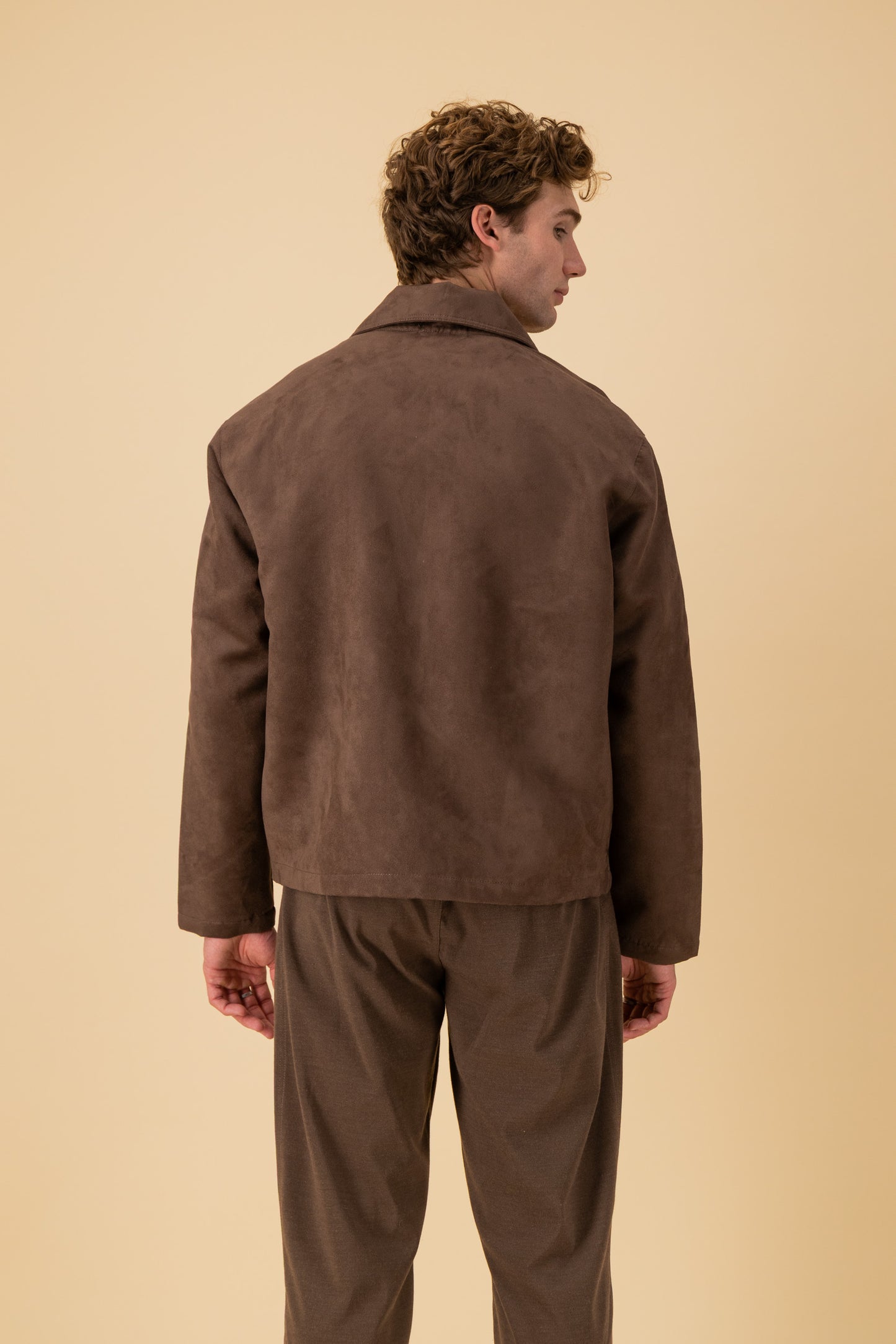 Harrington Faux Suede Chocolate, back view