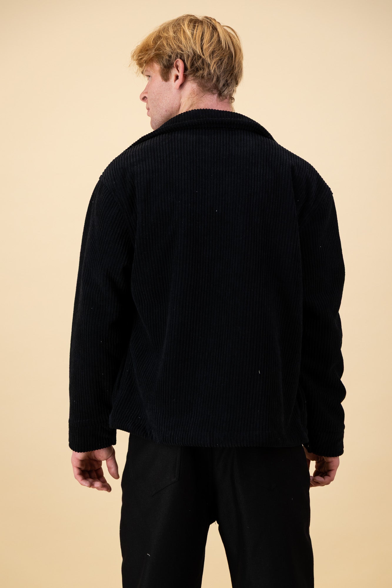 Soft Corduroy Overshirt Black Sherpa Lined