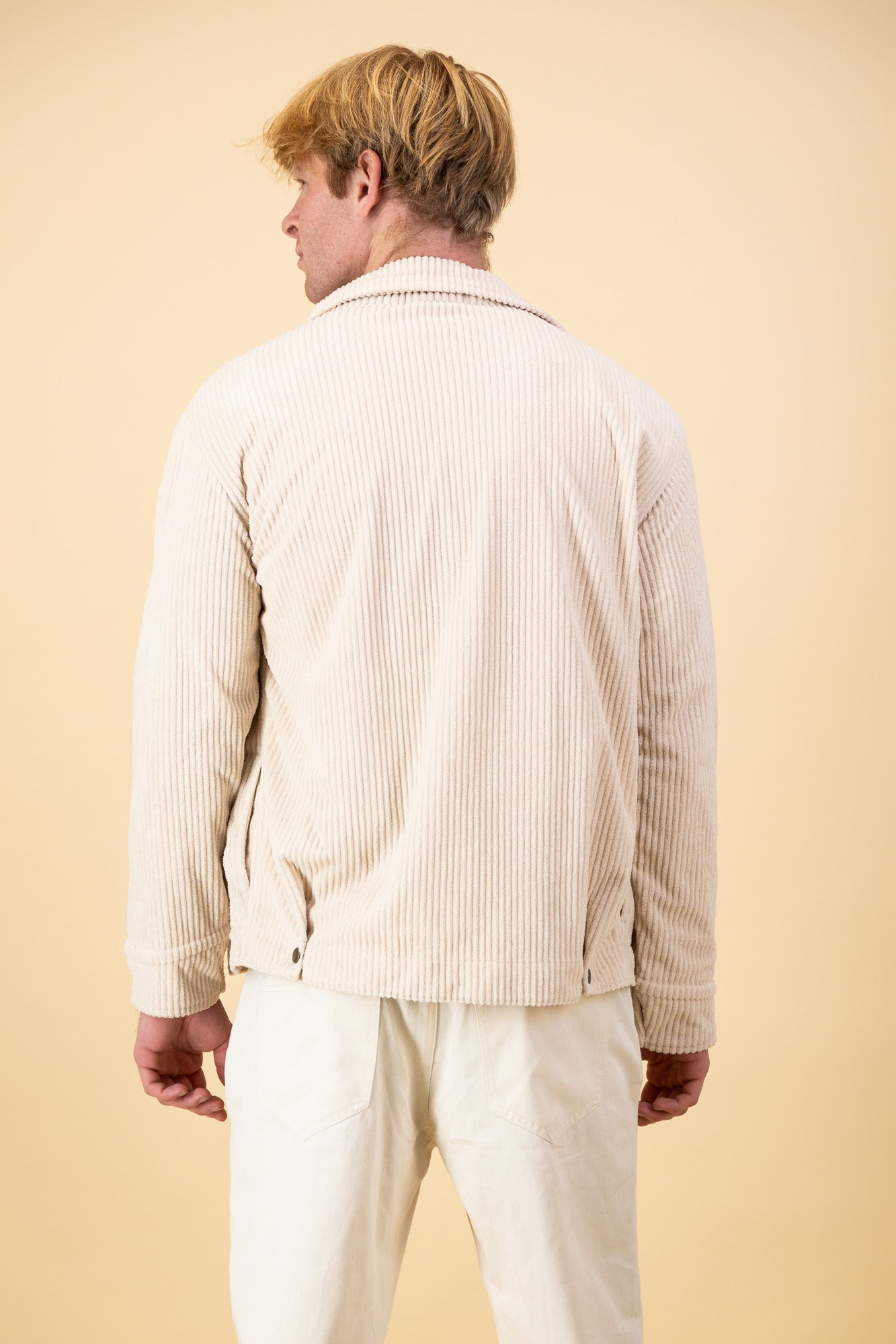 Soft Corduroy Overshirt Cream Sherpa Lined