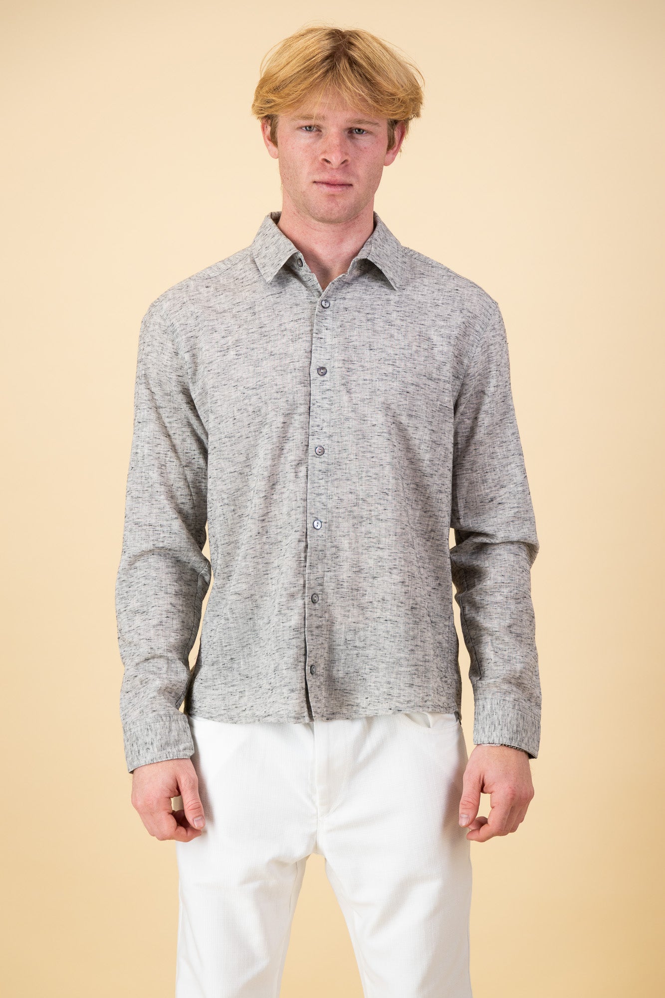 Indian Cotton Voille LS Shirt Grey Marle