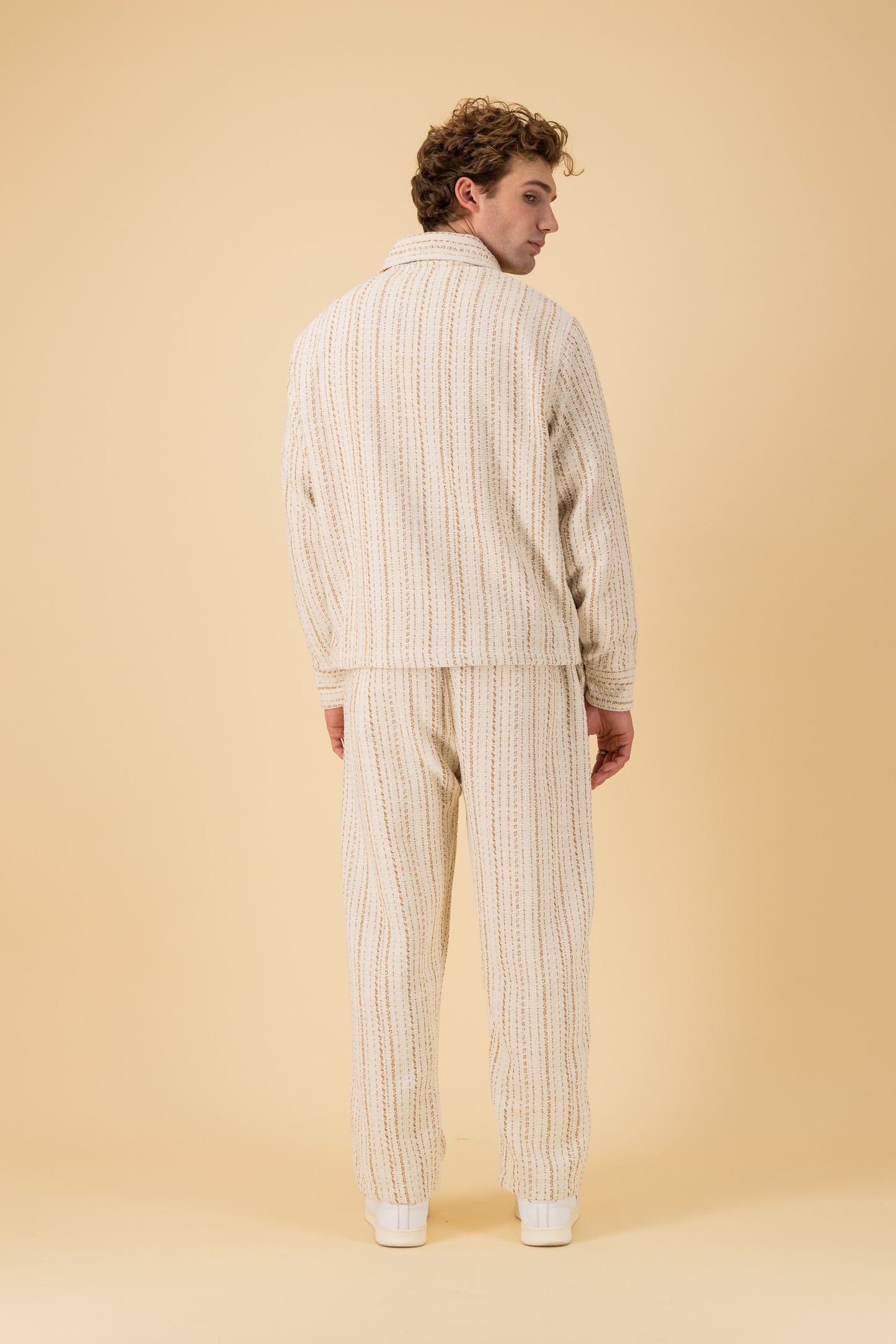 Jeans Jacket Acrylic Tweed Caramel Stripe, alternate view
