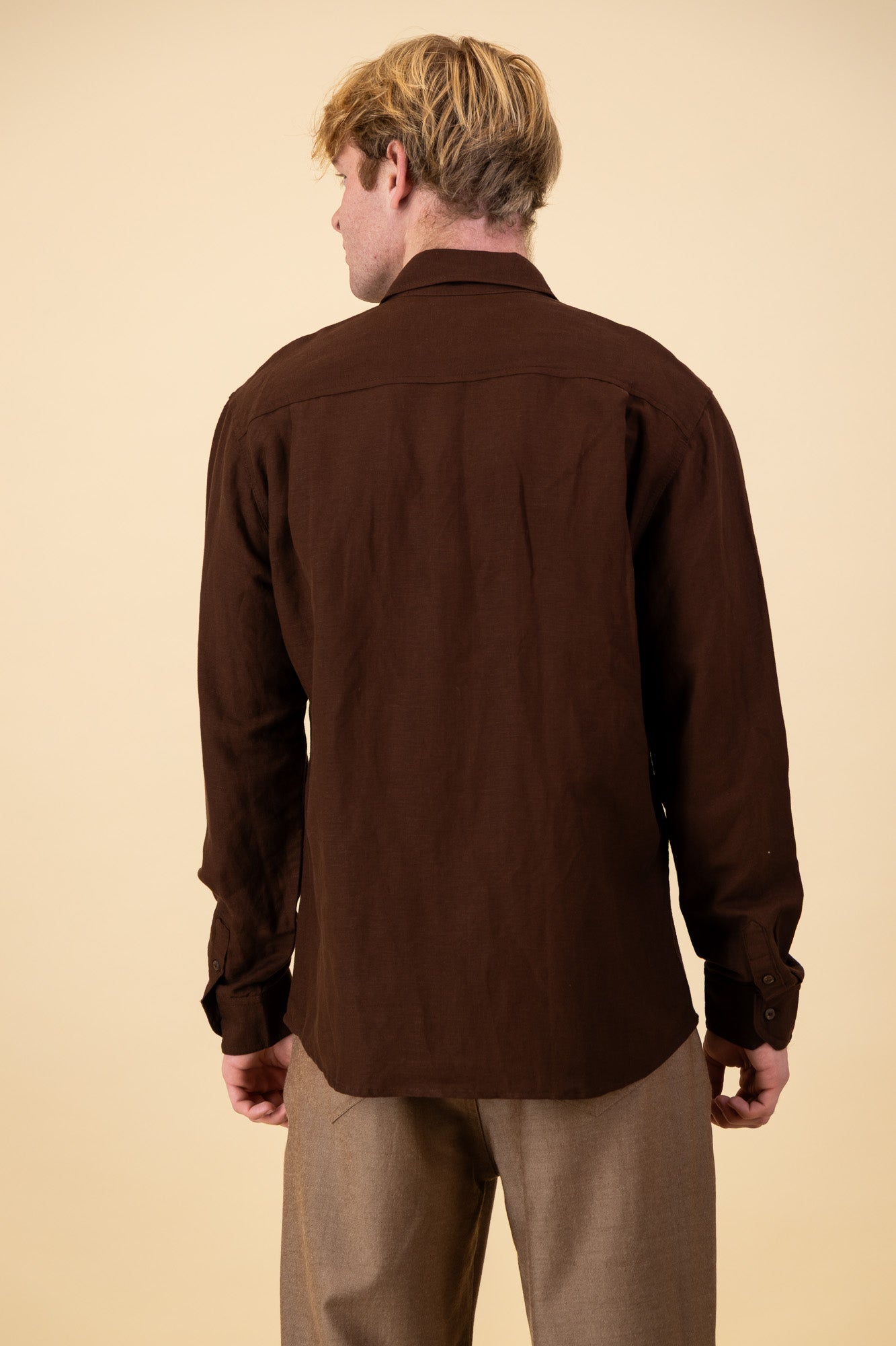 Linen LS Shirt Chocolate