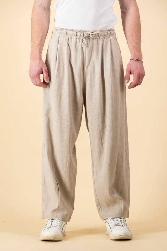 Linen Viscose Barrel Pants Oat