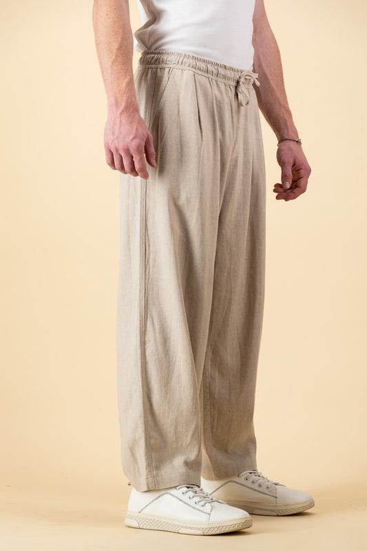 Linen Viscose Barrel Pants Oat