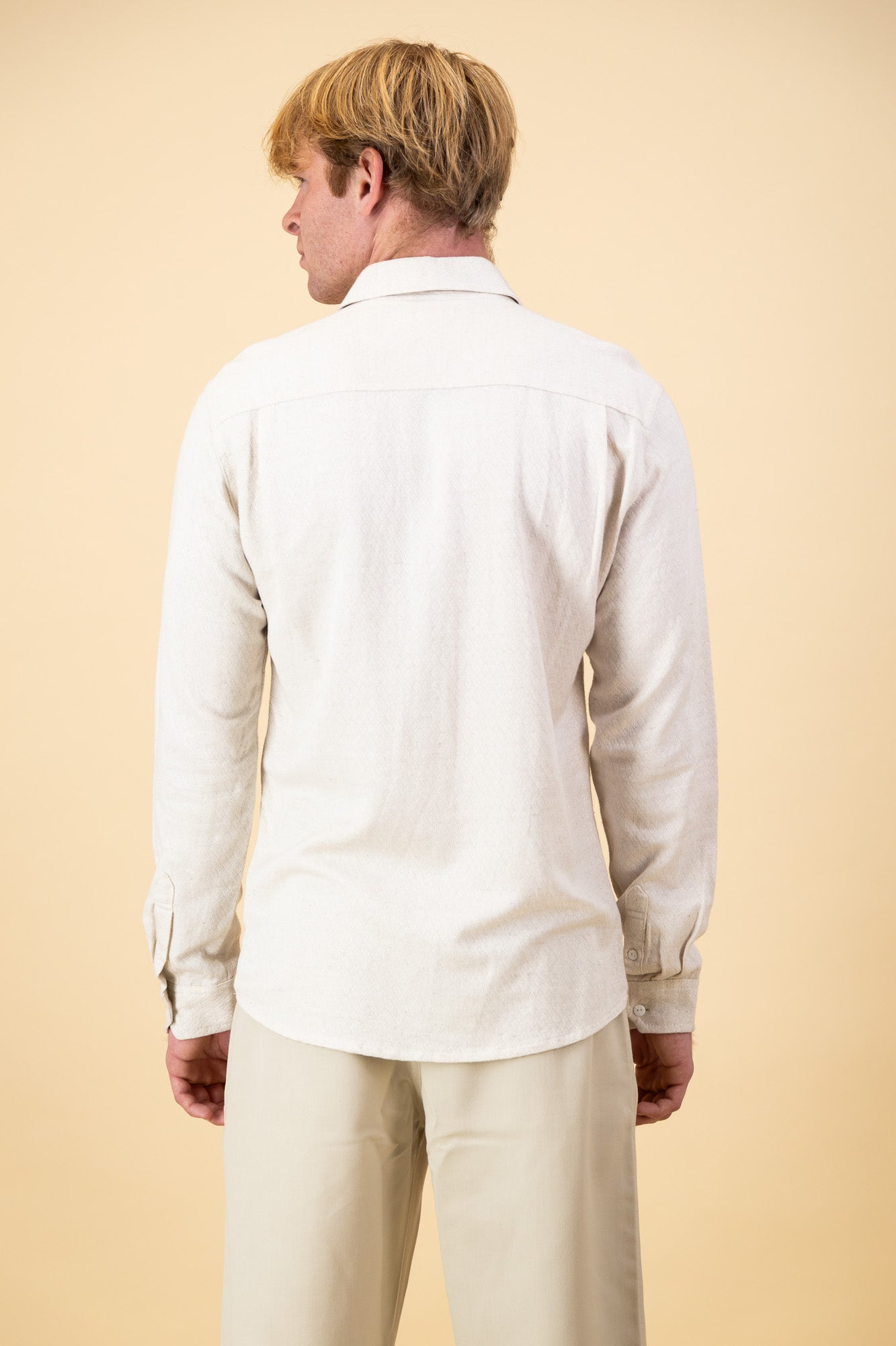 Linen Rayon LS Shirt Diamond Dobby Cream