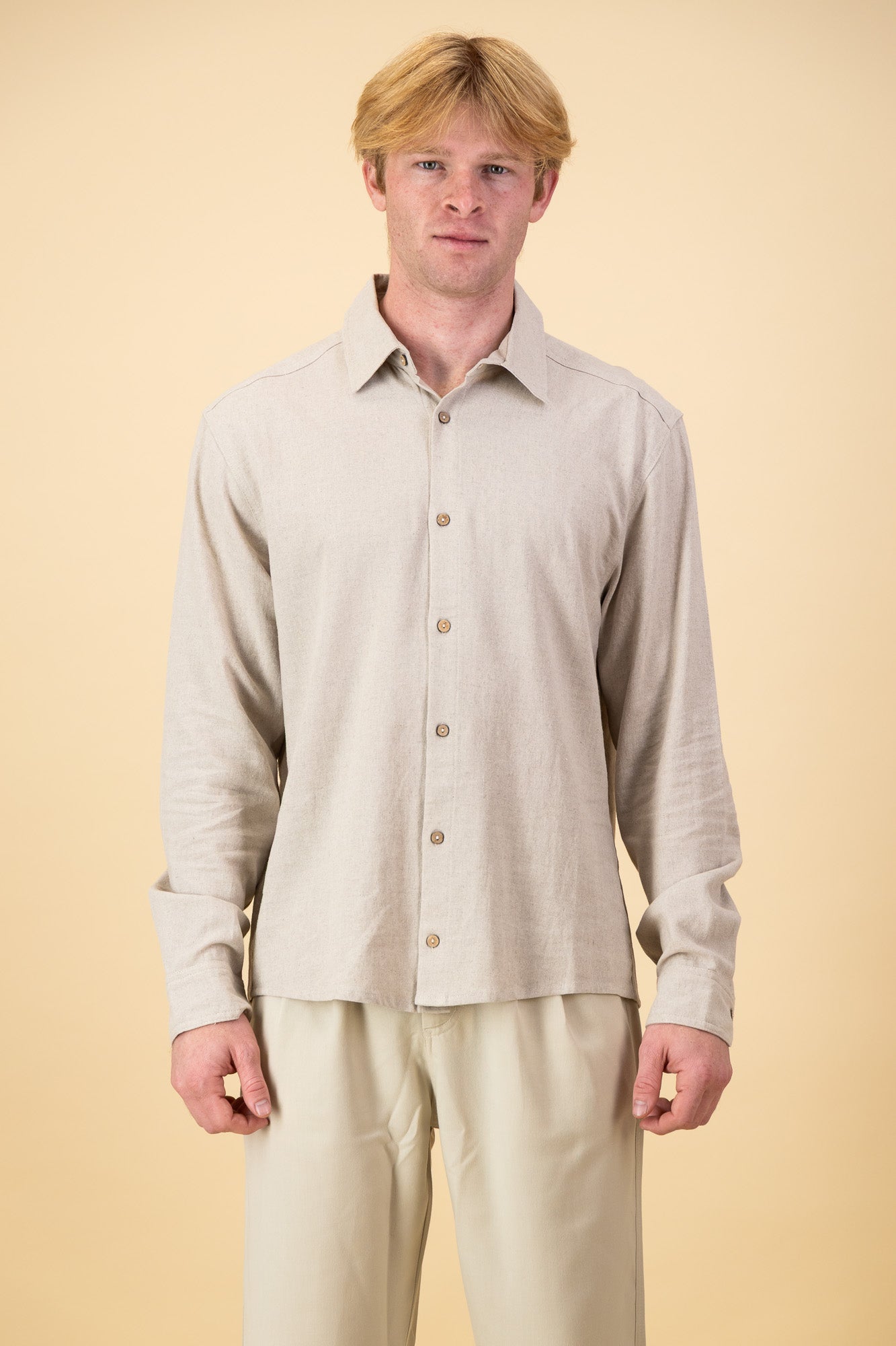 Linen Viscose LS Shirt Oatmeal