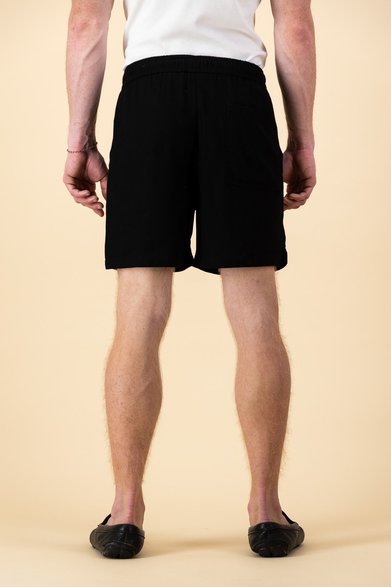 Black Linen Viscose Shorts